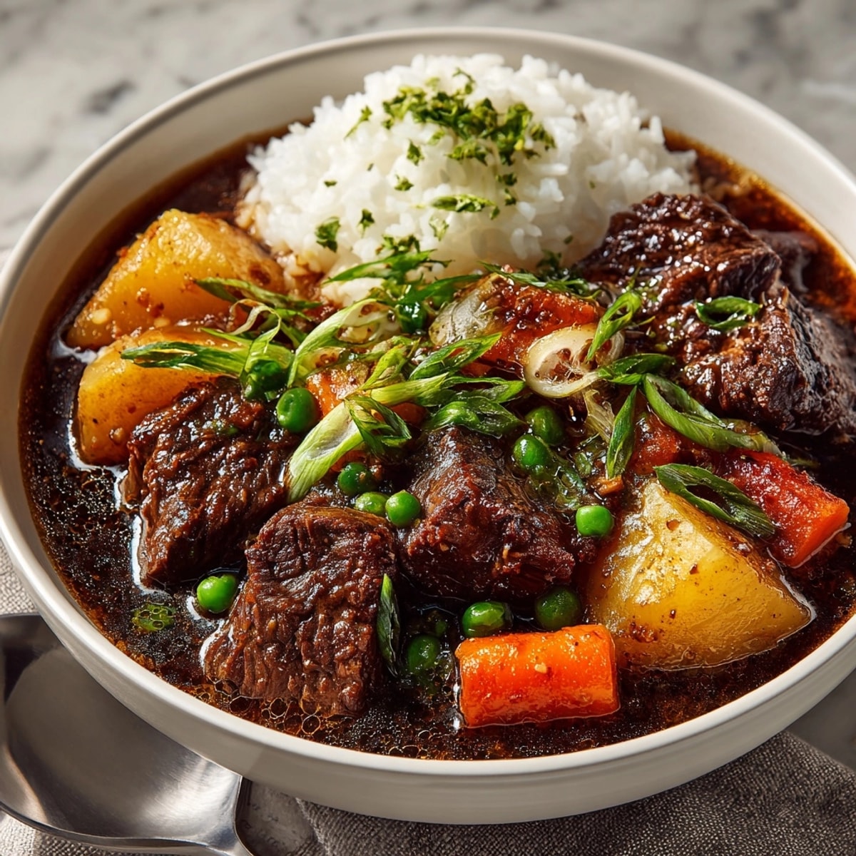 This Slow Cooker Japanese Curry Beef Stew offers a rich, aromatic and satisfying meal ready to serve.