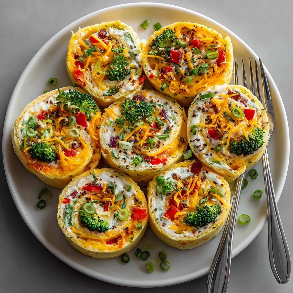 Soft flour tortillas wrapped around creamy filling and diced vegetables in this Fresh Vegetable Tortilla Roll Ups recipe.