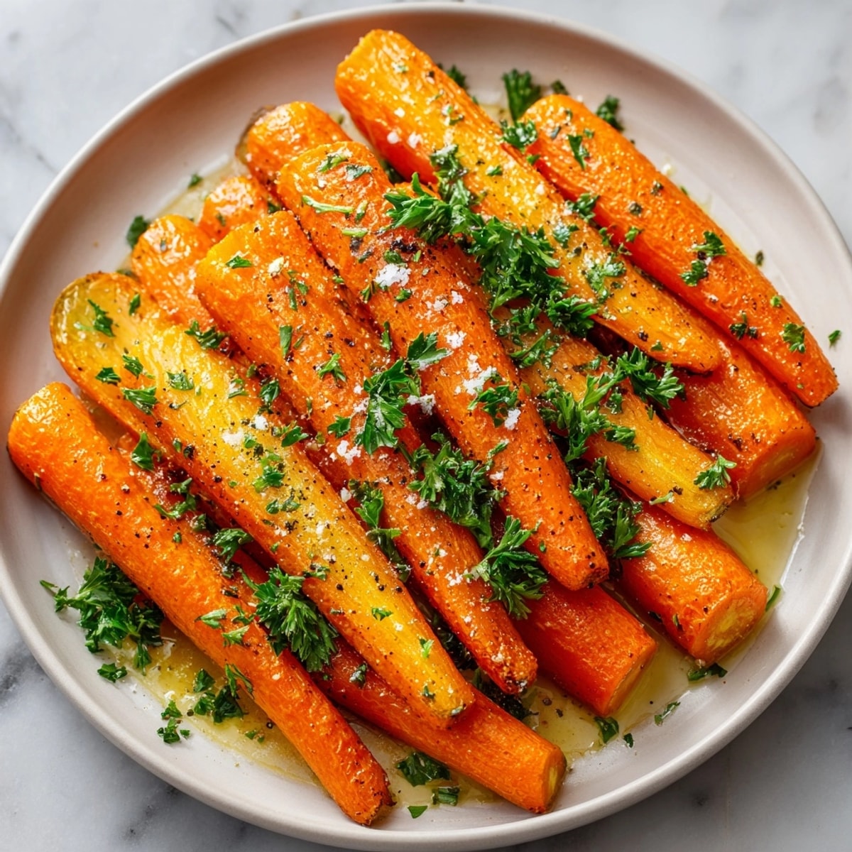 Colorful roasted carrots recipe fresh from the oven, arranged on a baking sheet for family dinner.