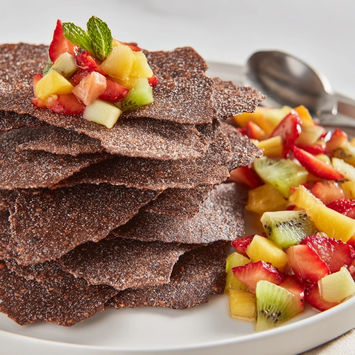 Sweet Dessert Chips & Salsa with homemade chocolate chips and a refreshing fruit blend.