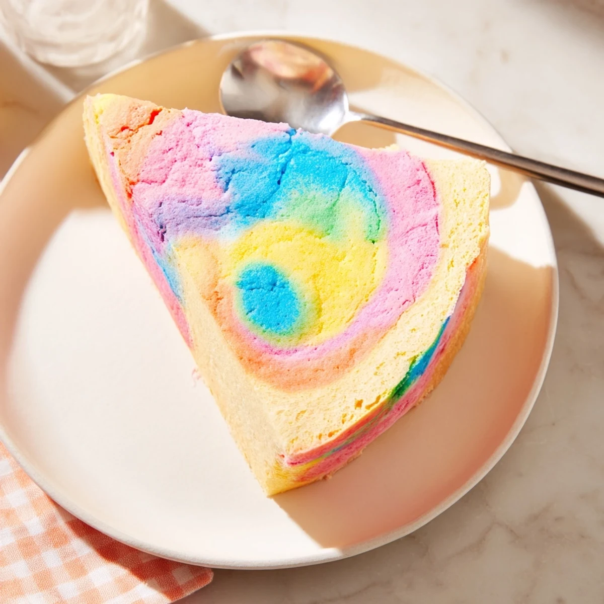 Fluffy Cloud Bread Rainbow Version with vibrant colors, perfect for festive brunches.  