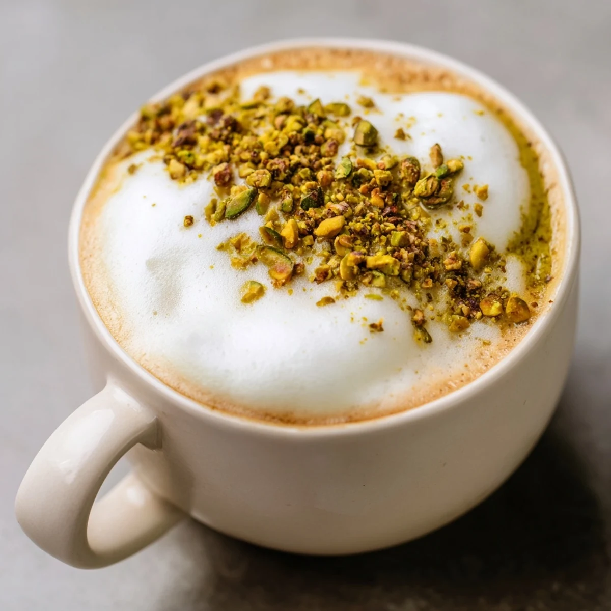 Indulge in this delicious pistachio milk latte, perfect for cozy coffee moments.  