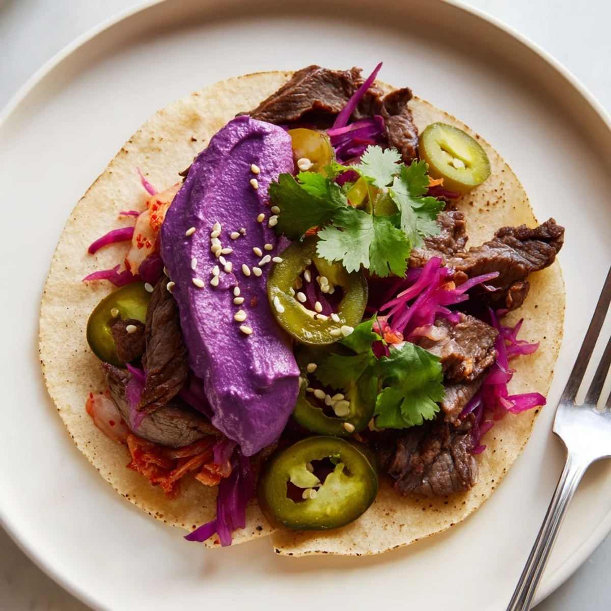 Delicious Global Street-Food Fusion Bowls filled with savory marinated protein and colorful toppings.  