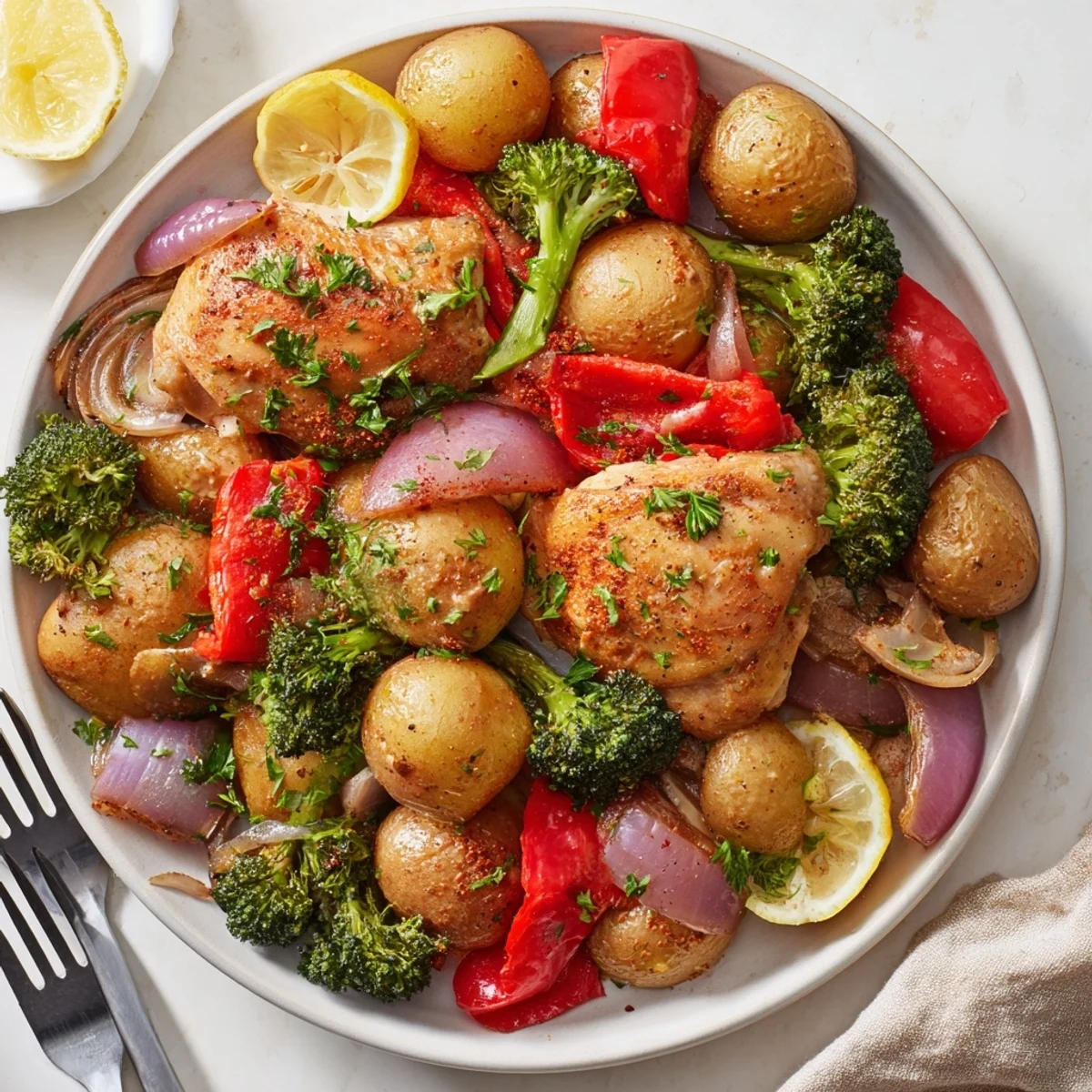 Succulent Lazy Gourmet Chicken & Vegetable One-Pot, bursting with flavor and color.  