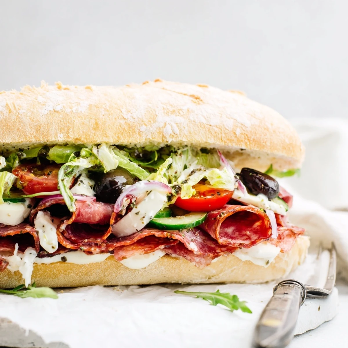 Deli-style Flavor Mash-Up Sandwiches bursting with Italian-inspired ingredients and savory flavors.  