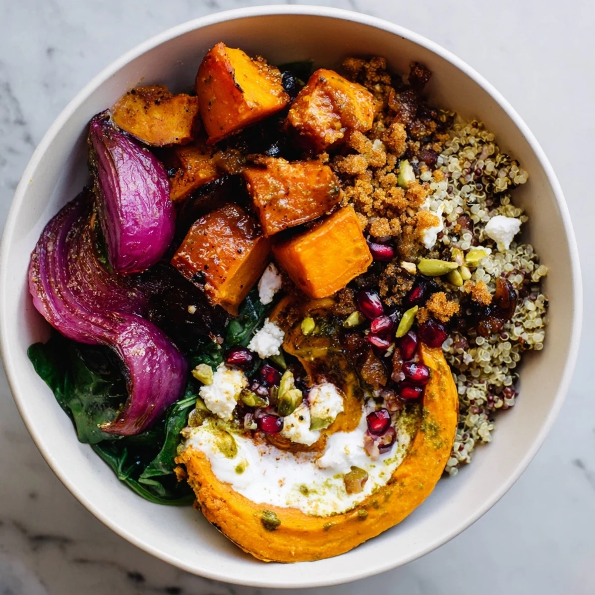Vibrant winter bowls topped with pistachio-maple crumble, perfect for chilly evenings.  