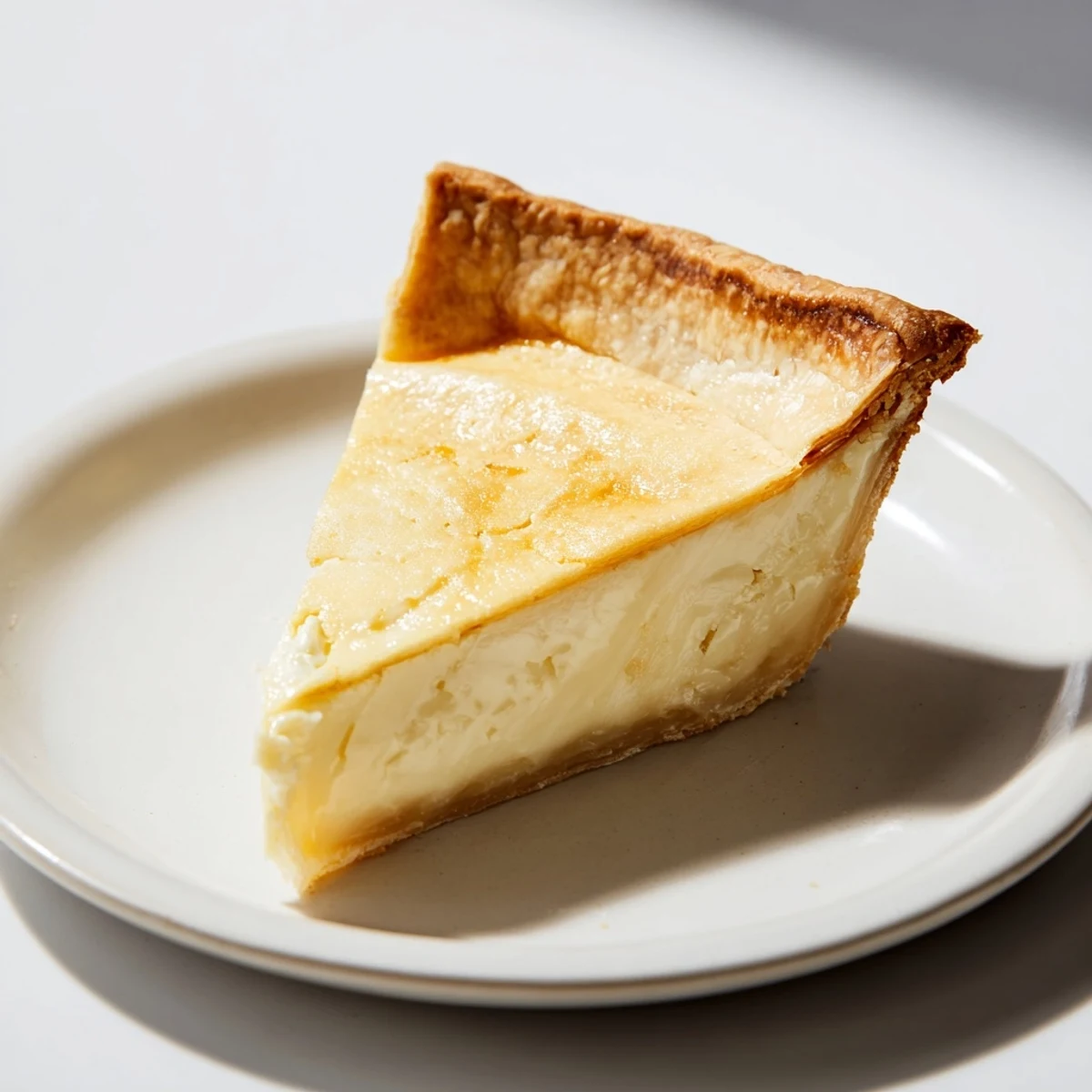 A golden, baked Water Pie with a flaky crust, ready to enjoy as a simple dessert.