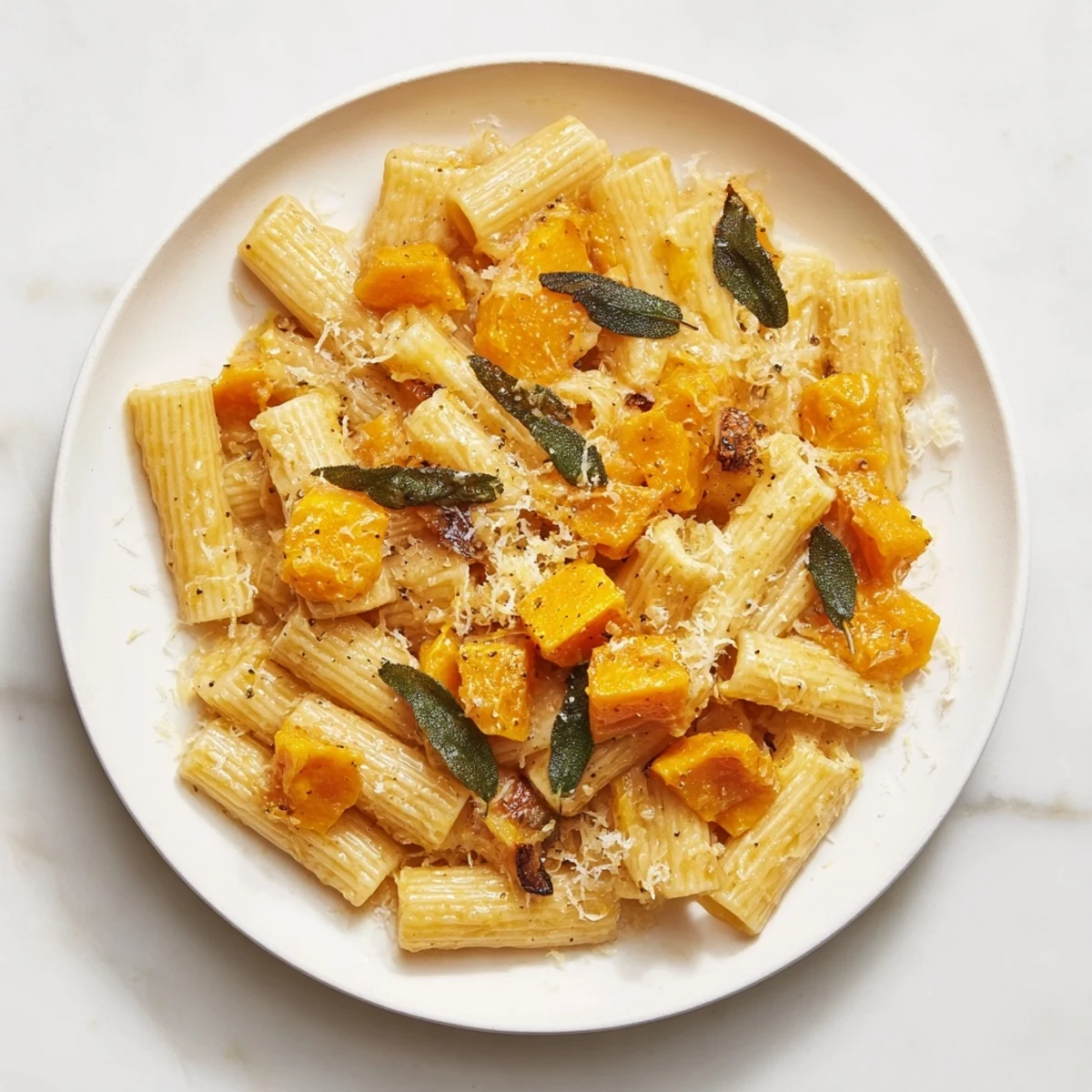 Brown Butter Pasta with Butternut Squash: Golden pasta and squash in savory brown butter sauce.