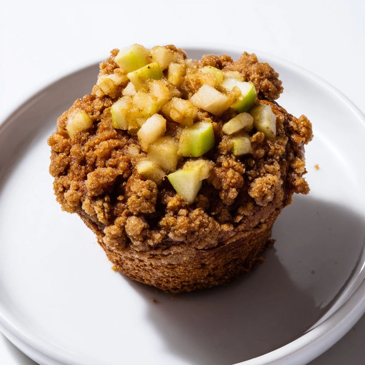 Warm, inviting shot of freshly baked tasty apple muffins, smelling of cinnamon and sweet apples.
