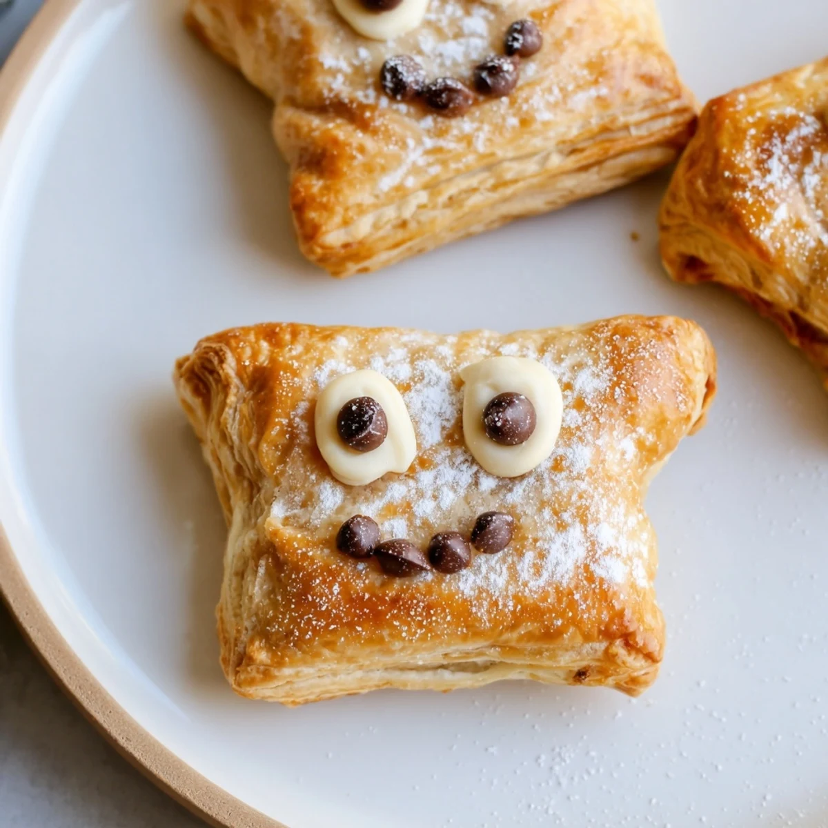 Flaky, baked Sleeping Gingerbread Puff Pastry Pockets dusted with sugar, a comforting holiday treat.