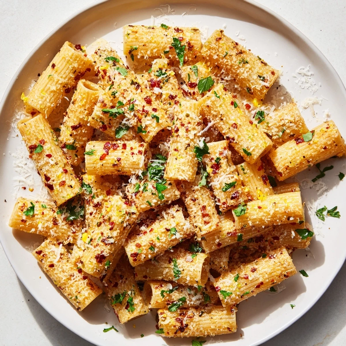 Oven-baked Spicy Lemon-Parmesan Pasta Chips with a cheesy, irresistible crunch, ideal for sharing as a snack.