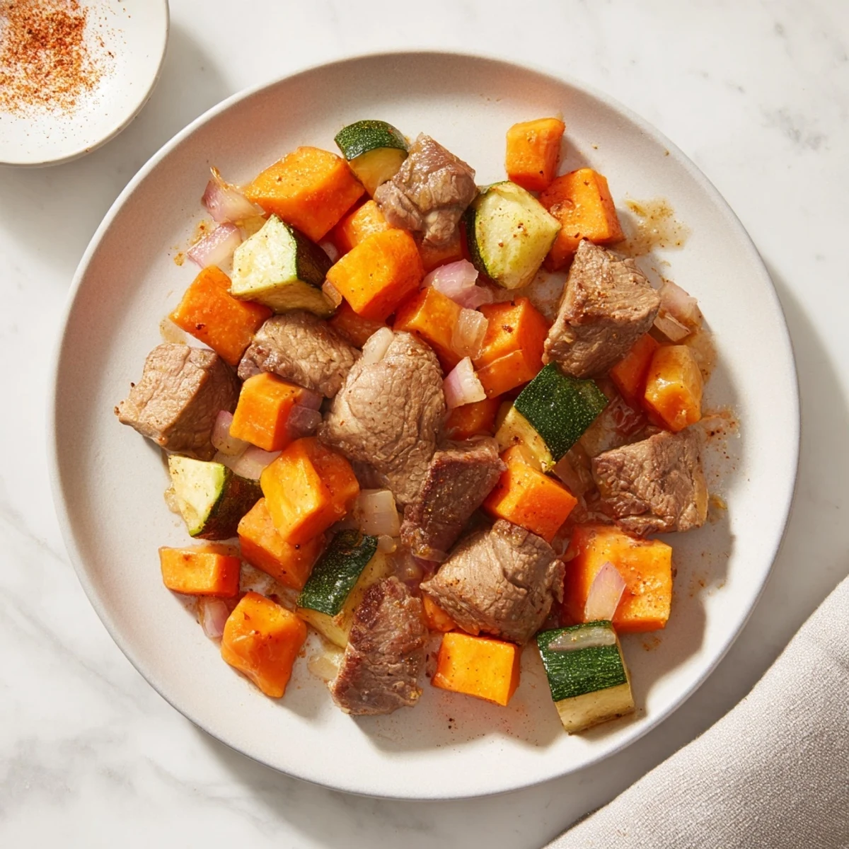 Tender Sweet Lamb Platter for Baby, a colorful stew simmering with soft carrots and sweet potatoes.