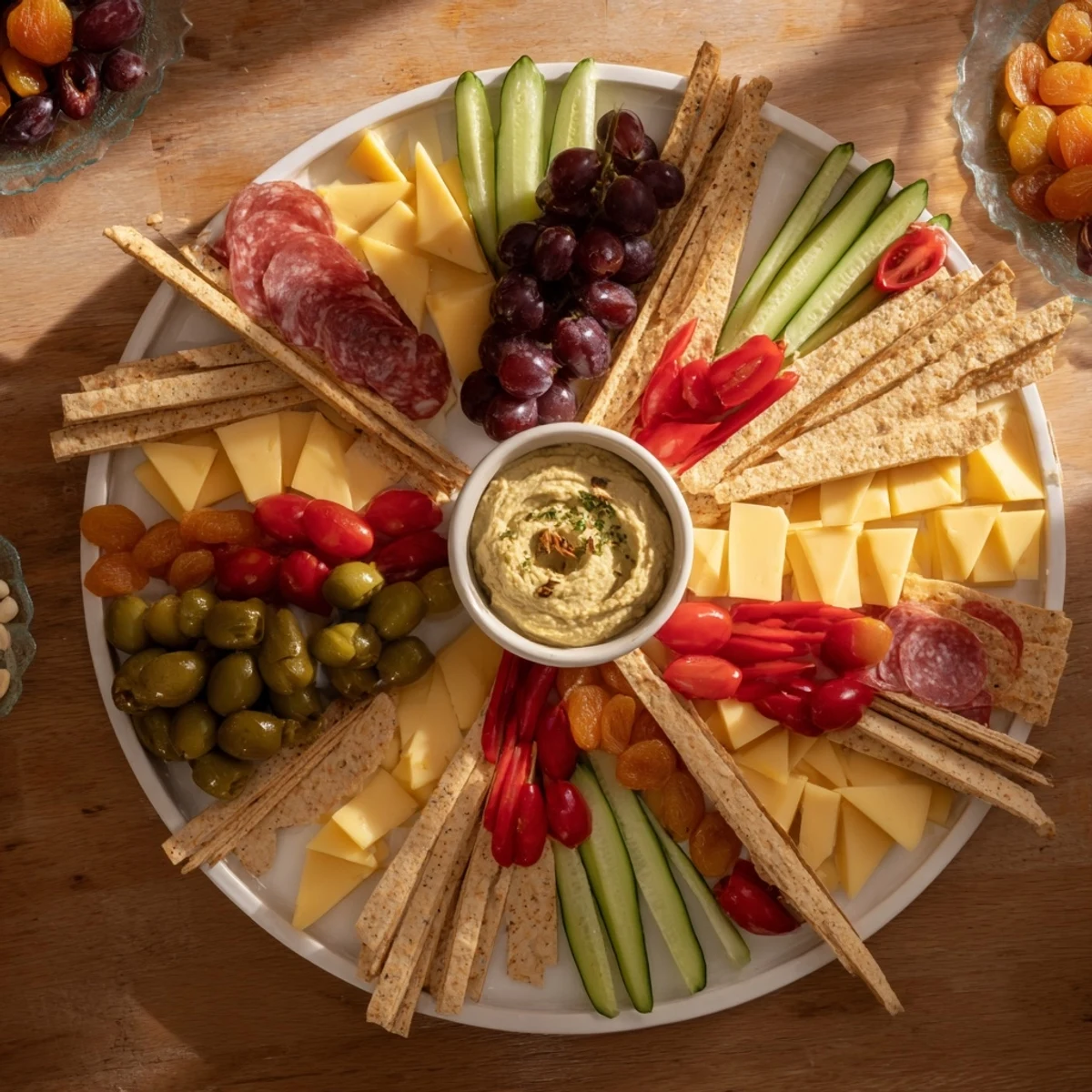 Arrowhead directional board overflowing with cheese, meats, and vibrant fresh vegetables, ready to serve.