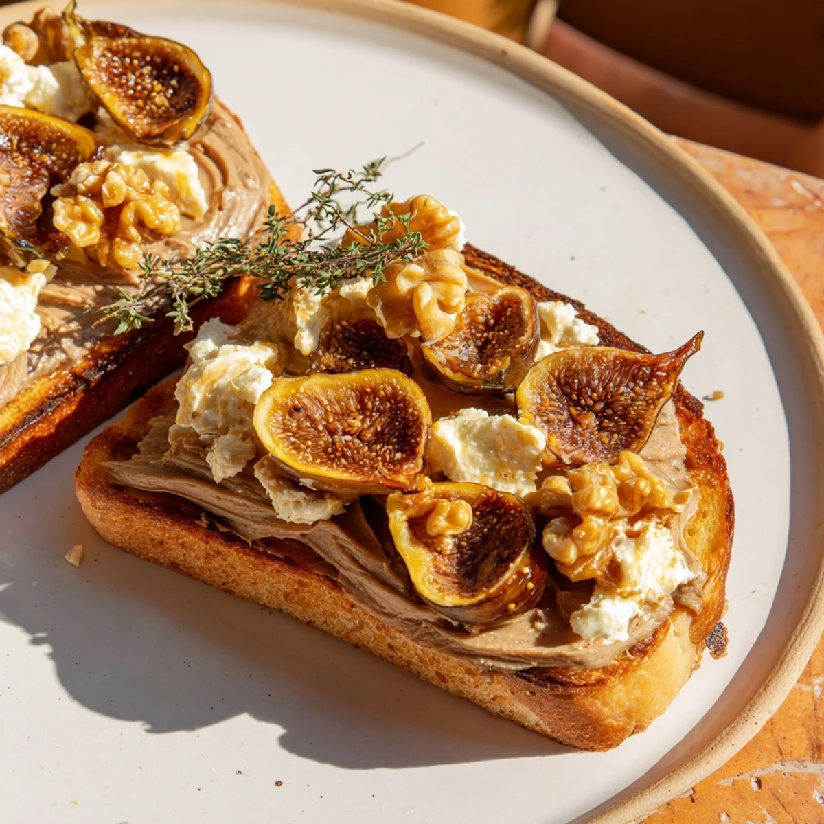 Get ready for a Royal Tapestry: a stunning appetizer combining rich pâté, flavorful figs, and goat cheese.