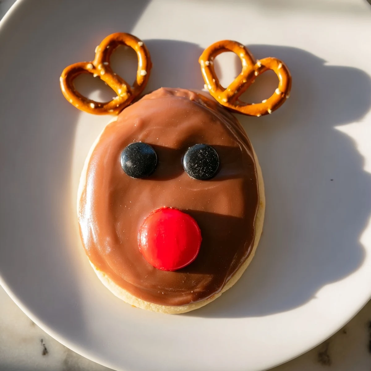 Festive Santa's Reindeer Cookie Platter, adorned with red noses, ready for a delicious holiday treat.