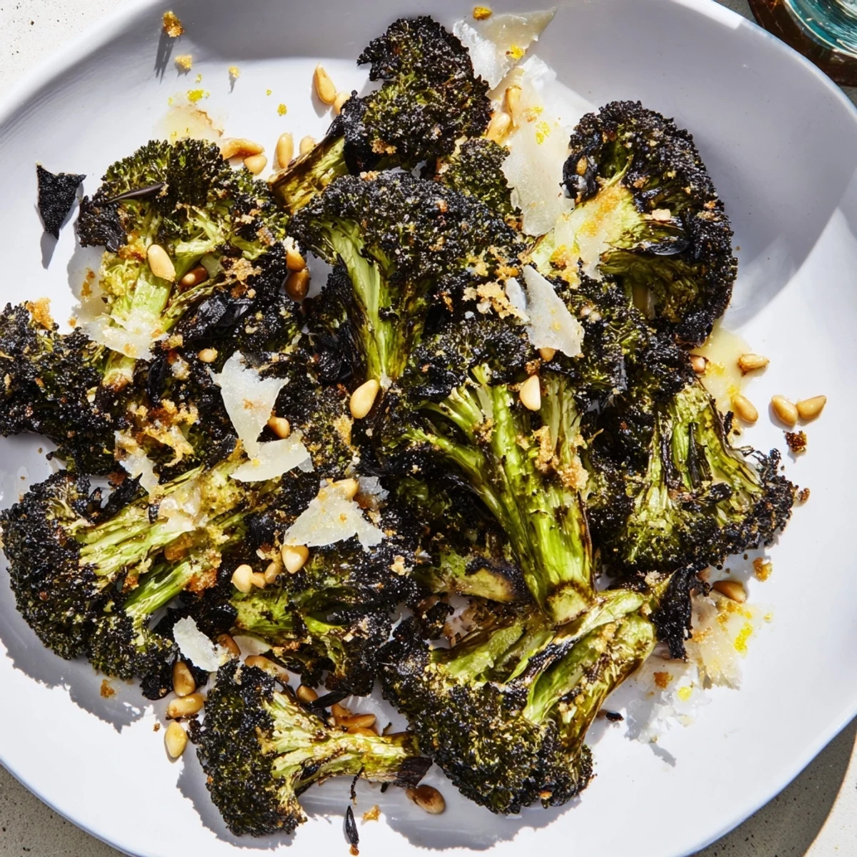 Vibrant Charred Broccoli Salad with smoky edges, creamy Parmesan, and bright lemon dressing.