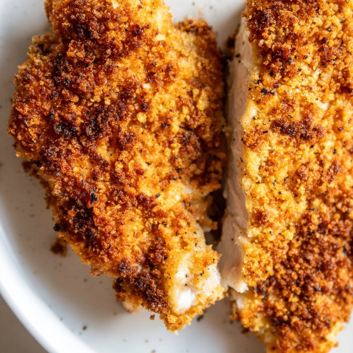 Golden, crispy air fryer chicken cutlets, perfectly cooked and ready to serve with a squeeze of lemon.