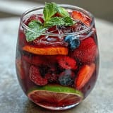 Chilled hibiscus berry tea, a refreshing mix of berries and citrus, perfect for summer days.