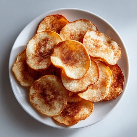 These vibrant Baked Cinnamon Sugar Pear Chips are ready to enjoy as a delightful and wholesome treat.