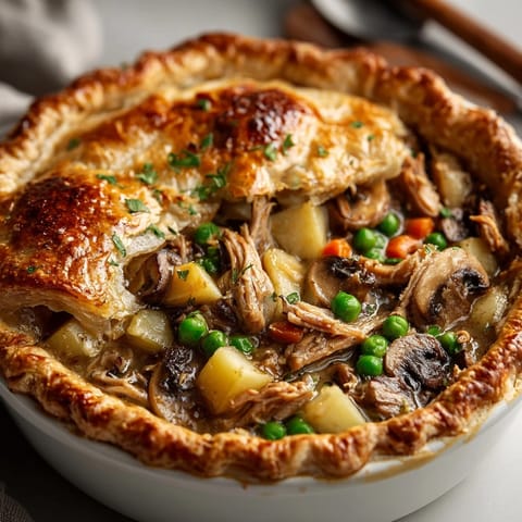 Creamy, savory Jackfruit Pot Pie recipe with flaky pastry—perfect comfort food for dinner.