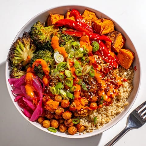Customize your Bold Sauce Drizzle Bowls with roasted vegetables and spicy gochujang-maple sauce.  