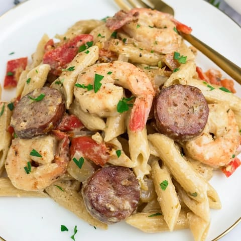 Cajun Sausage Shrimp Alfredo