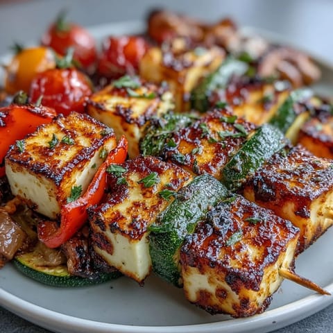 Grilled Veggie Halloumi Skewers