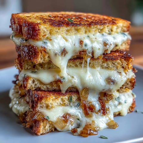 Golden sourdough bread toasted to perfection with melty Gruyere and rich, slow-cooked caramelized onions.