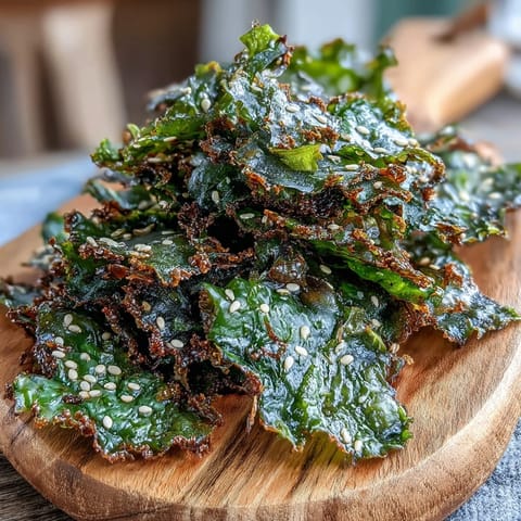 Crispy seaweed snack chips with sesame seeds lightly seasoned for a healthy crunch.