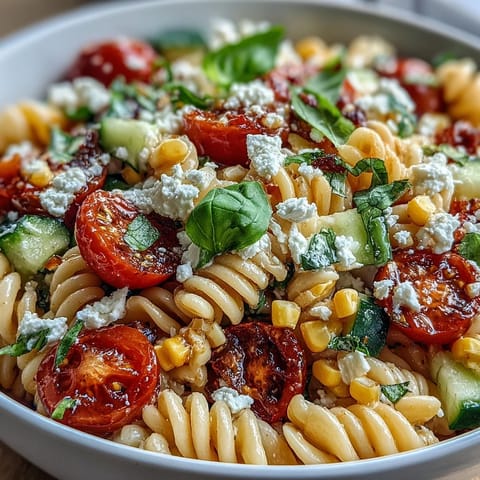 Juicy tomatoes and sweet corn elevate this refreshing pasta salad.