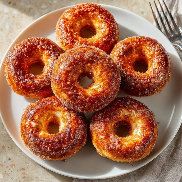 A close-up of delicious spiced apple cider donuts, showing their fluffy texture and cinnamon-dusted glaze.