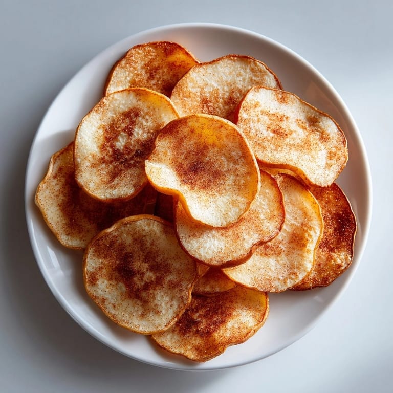 These vibrant Baked Cinnamon Sugar Pear Chips are ready to enjoy as a delightful and wholesome treat.