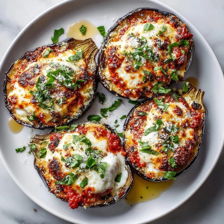 Hearty Stuffed Cheese Eggplant Parmesan served hot, layered with creamy cheeses and rustic Italian sauce.