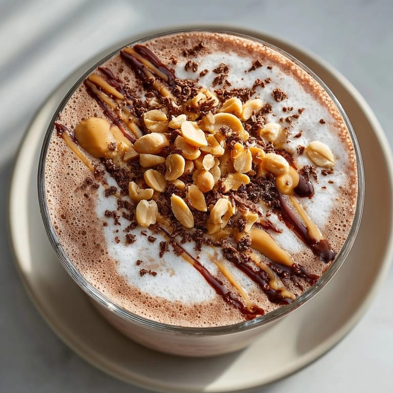 Velvety Peanut Butter Chocolate Smoothie served cold, highlighting rich cocoa and nutty aroma.