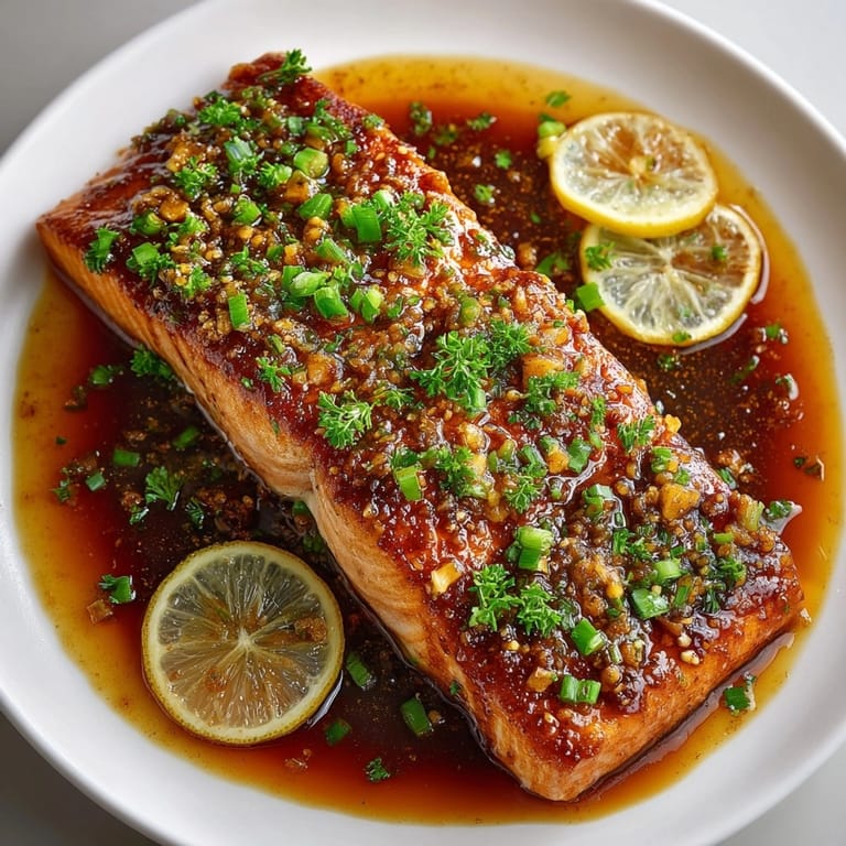Tender Glazed Brown Sugar Soy Salmon with Garlic and Lemon, golden-brown crust, ready for entertaining guests.