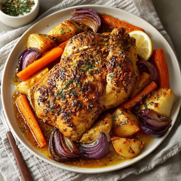 Tangy, glazed Mango Chutney Roast Chicken sizzling out of the oven, a gluten-free delight.