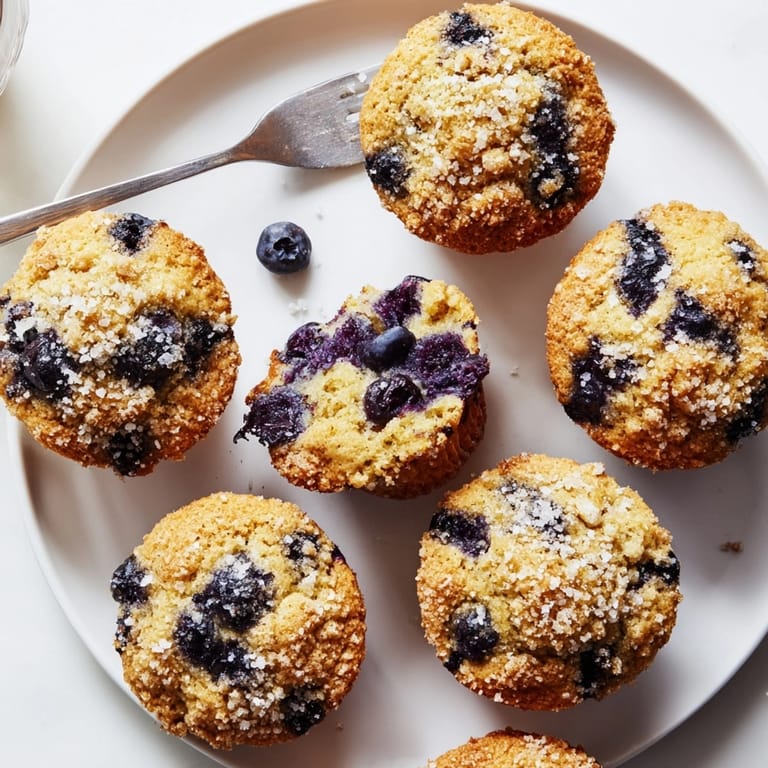 Close-up shot showcasing homemade Blueberry Muffins, a moist and delicious American-style bake.