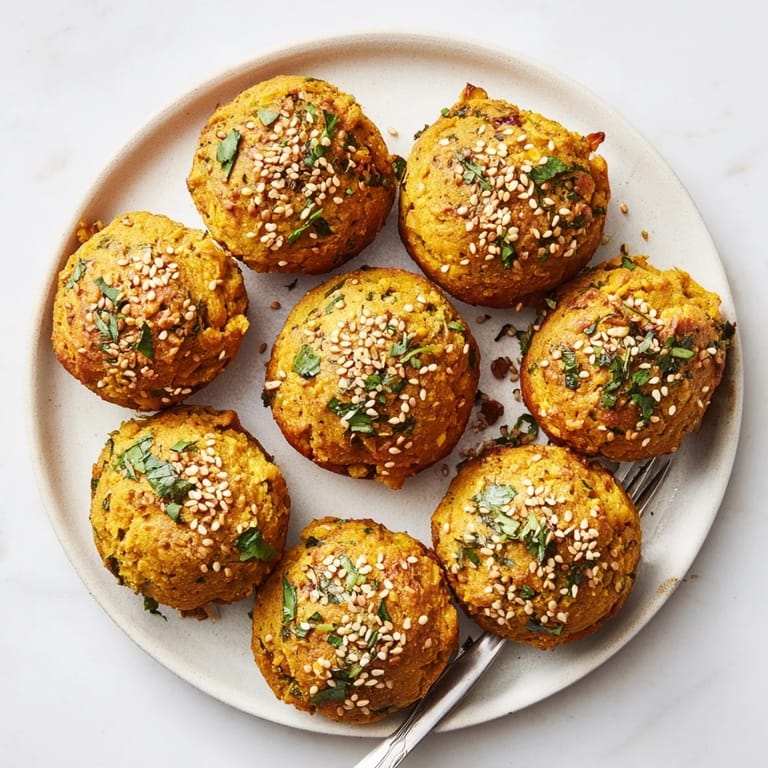Golden, crispy muffin bites bursting with spices and herbs, a healthy treat.  
