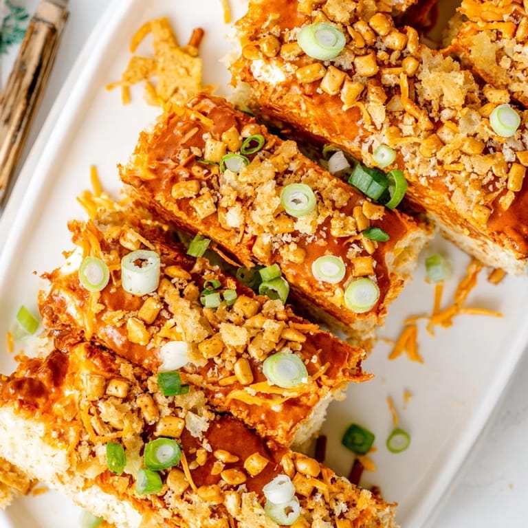 Savory Buffalo Ranch Flaky Pretzel Biscuit Bars, ideal for game day snacking.  