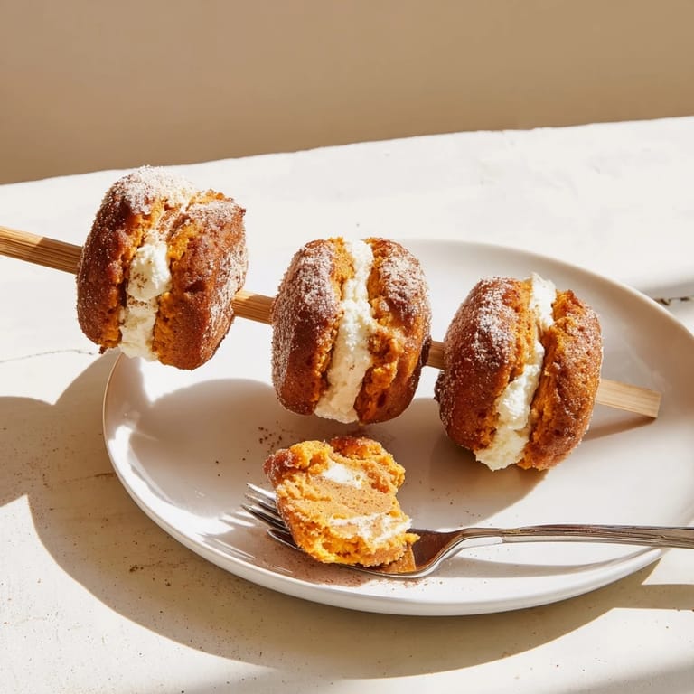 Flavorful mini muffin skewers featuring sweet potato and creamy filling, perfect for snacks.  
