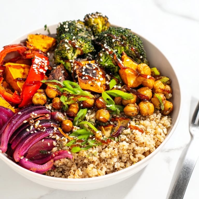 Deliciously textured Bold Sauce Drizzle Bowls featuring chickpeas and fresh green onion garnish.