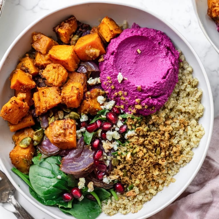 Aromatic spiced winter bowls featuring tender veggies, quinoa, and colorful garnishes.