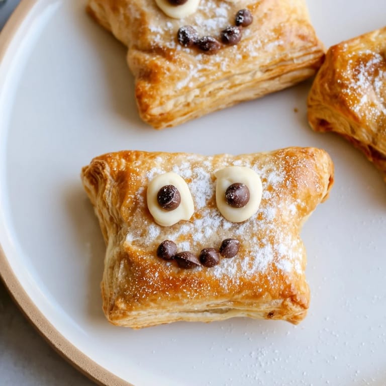 Flaky, baked Sleeping Gingerbread Puff Pastry Pockets dusted with sugar, a comforting holiday treat.