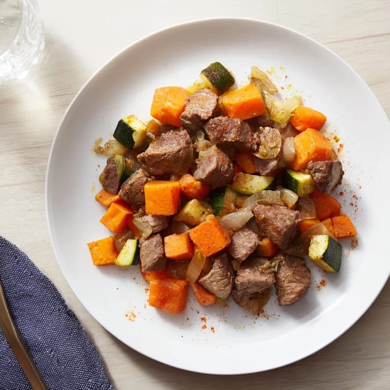 This Sweet Lamb Platter for Baby features beautifully diced lamb and vegetables, ready for little hands.