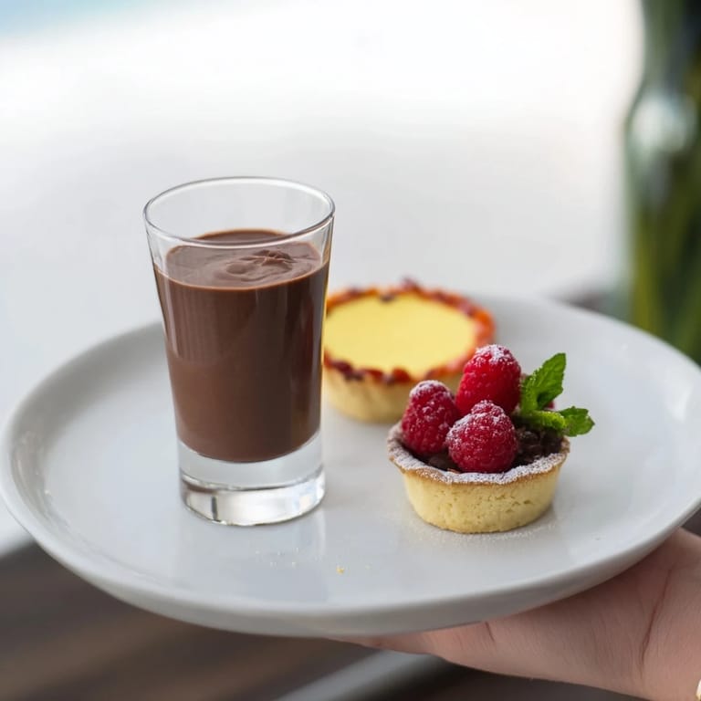 Miniature delights of the Assiette de Desserts Starry Delight are plated with fresh berries for a sparkling presentation.