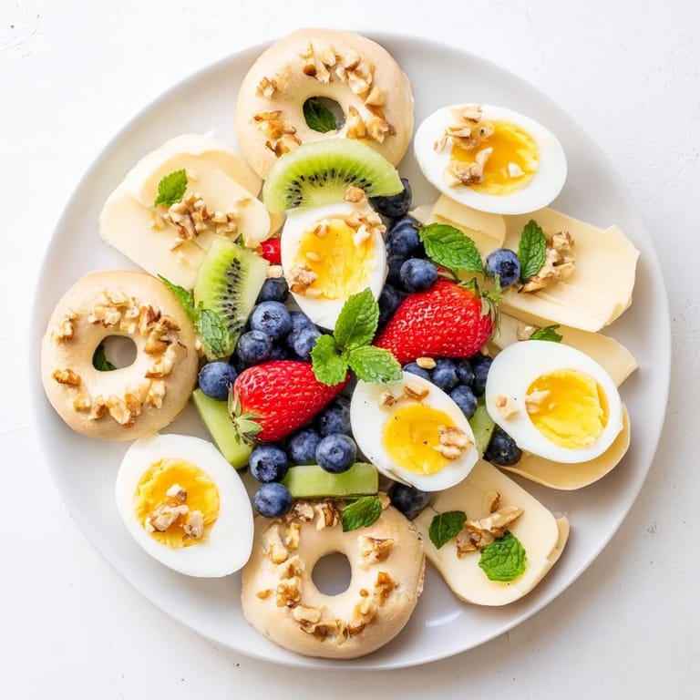 A colorful Good Morning Sun Breakfast Board featuring vibrant fruit arrangements and creamy cheeses for brunch.
