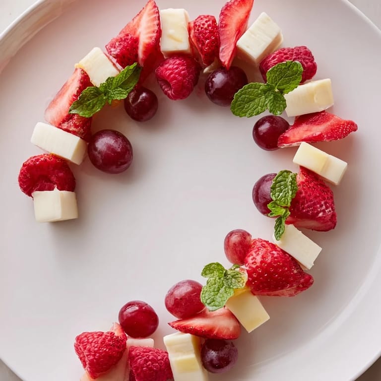 This Candy Cane Stripe Fruit and Cheese offers a delightfully refreshing mix of sweet and savory textures.