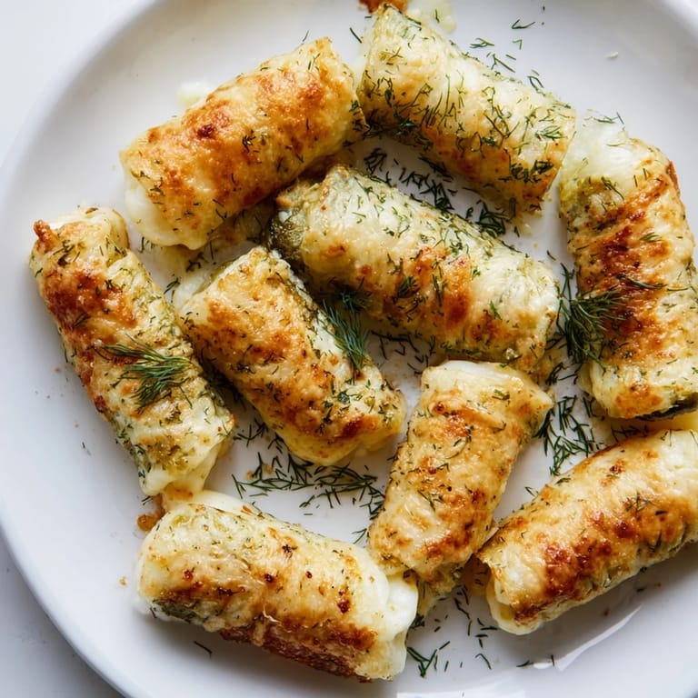 Melted cheese wraps around tangy dill pickle spears in these easy-to-make, flavorful Melted Cheese Pickle Rolls.