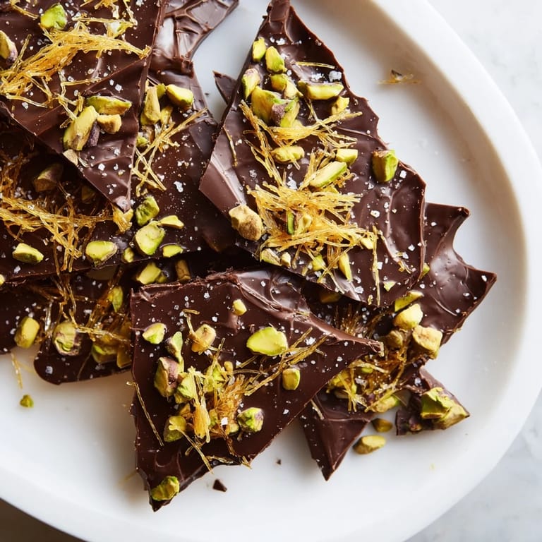 Homemade Kataifi Chocolate Crunch Bark: a sweet treat with golden kataifi and sea salt flakes.