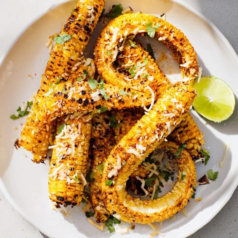 Perfectly roasted cheesy corn ribs with melted cheddar, a zesty lime wedge, and delightful aromas.